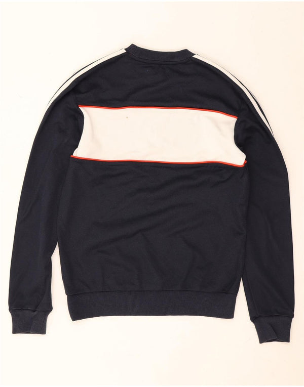 Adidas Mens Graphic Sweatshirt Jumper XS Navy Blue Colourblock Cotton