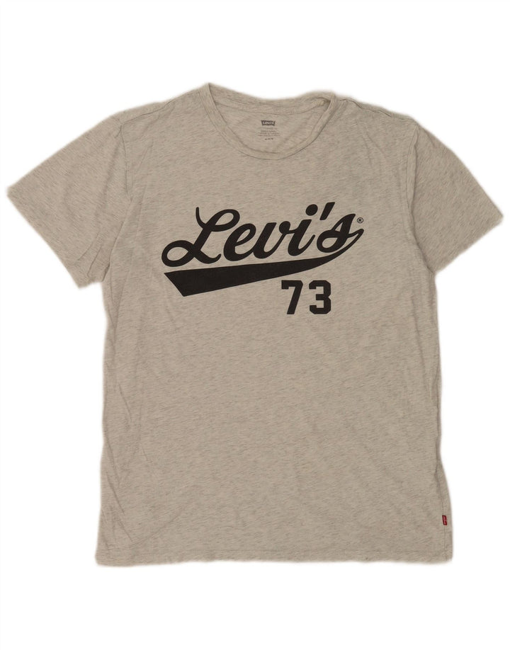 Levi's Herre grafisk T-shirt top mellemgrå flækket bomuld