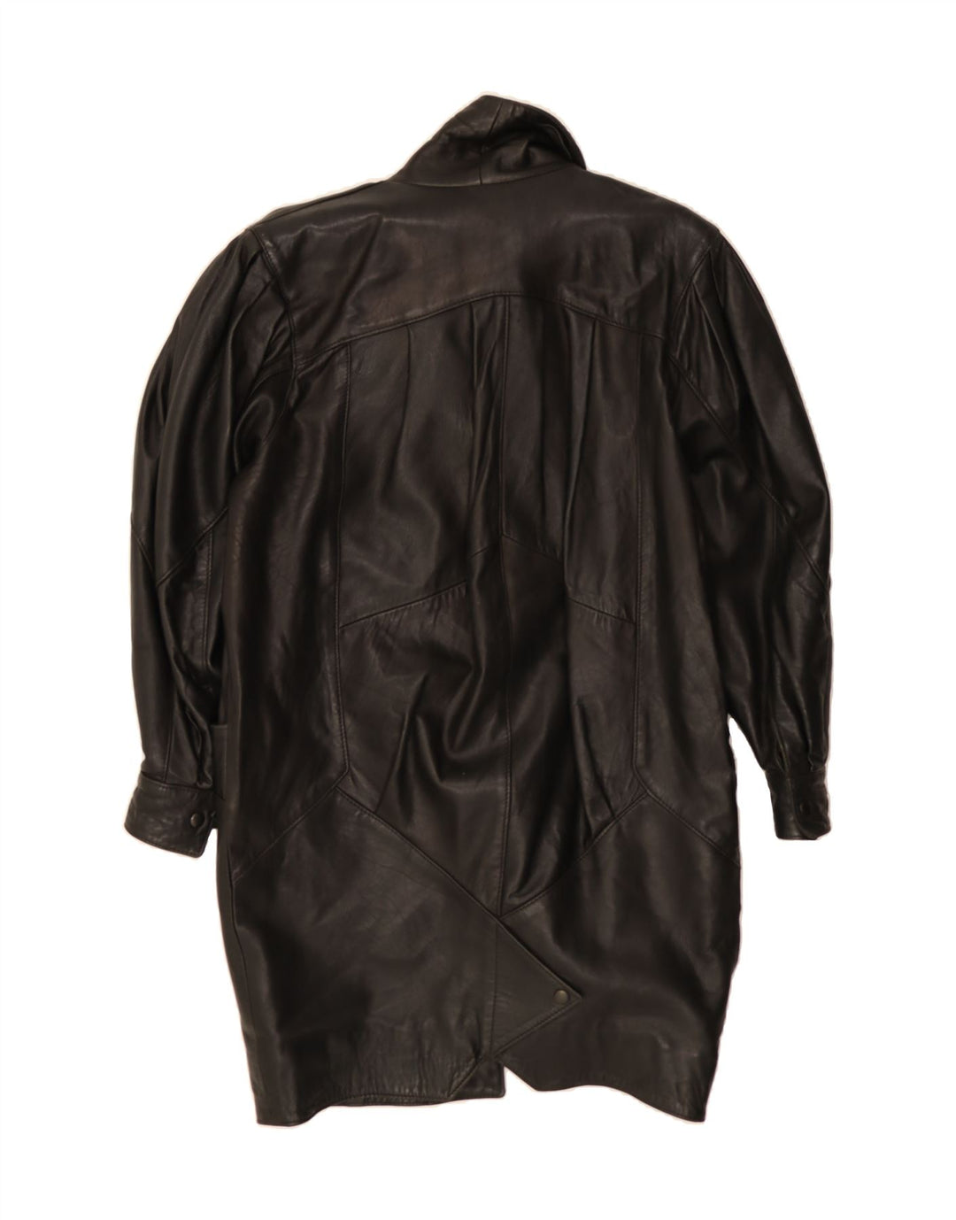 VINTAGE Womens Leather Coat UK 14 Medium Black Leather Vintage Vintage and Second-Hand Vintage from Messina Hembry 