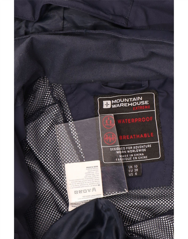 Mountain Warehouse Dame Regnfrakke med hætte UK 10 Small Navy Blue Nylon