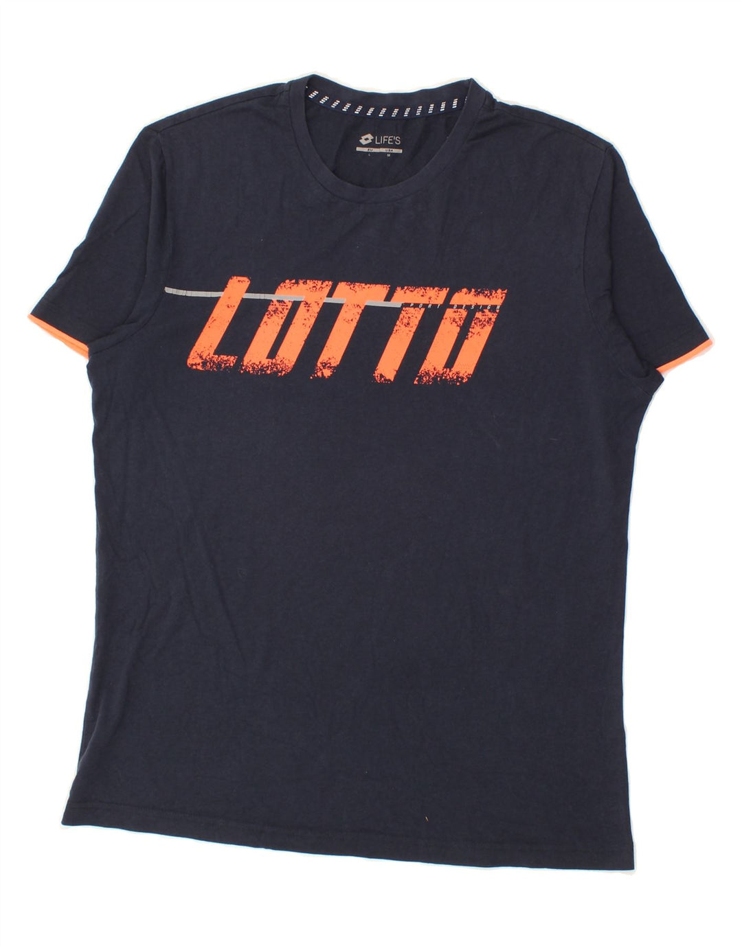 LOTTO Mens Graphic T-Shirt Top Medium Navy Blue Vintage Lotto and Second-Hand Lotto from Messina Hembry 