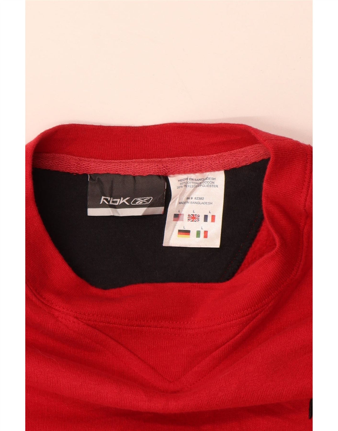 REEBOK Dame Sweatshirt Jumper UK 16 Stor Rød Bomuld