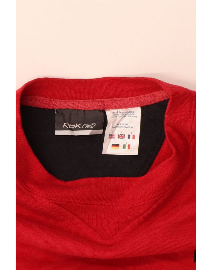 REEBOK Dame Sweatshirt Jumper UK 16 Stor Rød Bomuld