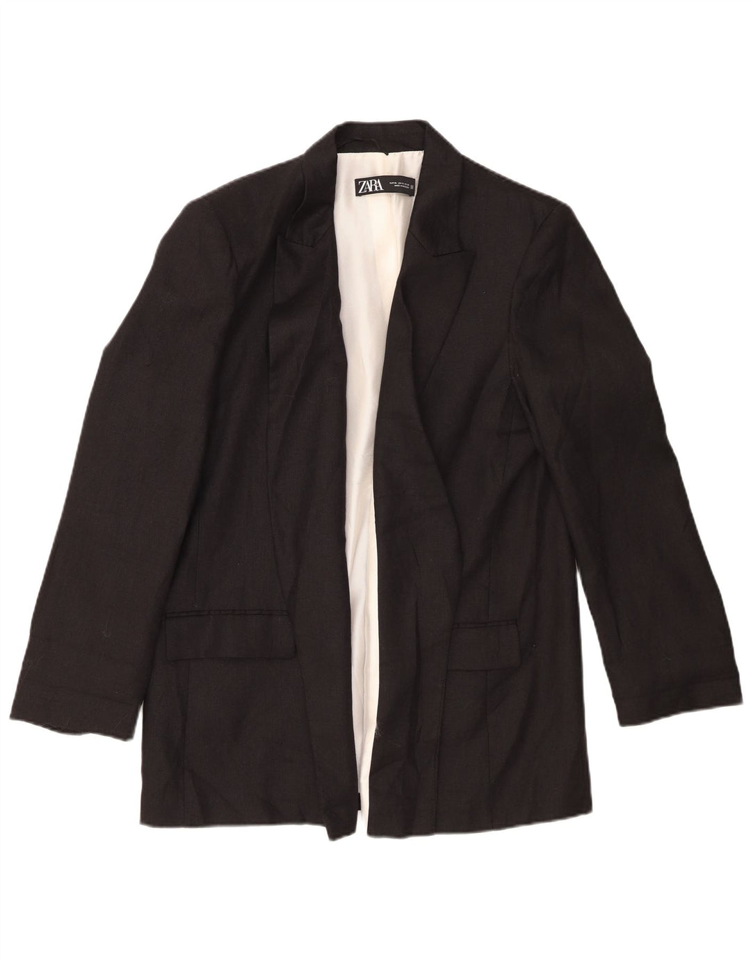 Zara Womens Open Blazer Jacket UK 18 XL Sort hør