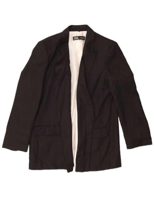 Zara Womens Open Blazer Jacket UK 18 XL Sort hør