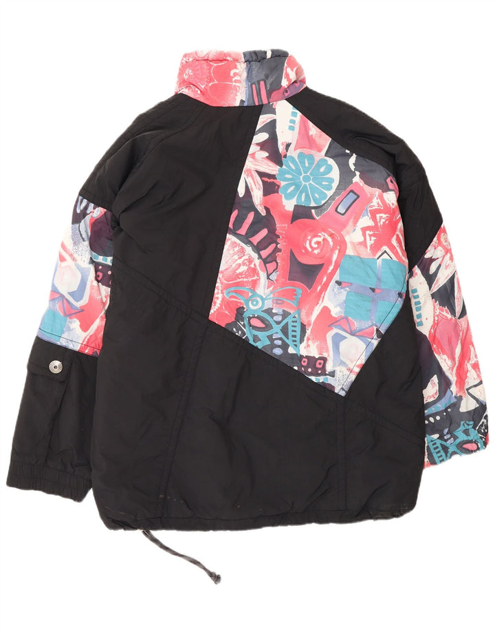 MAIER Herre Oversized Pullover Windbreaker Jacket UK 6 XS Black Floral