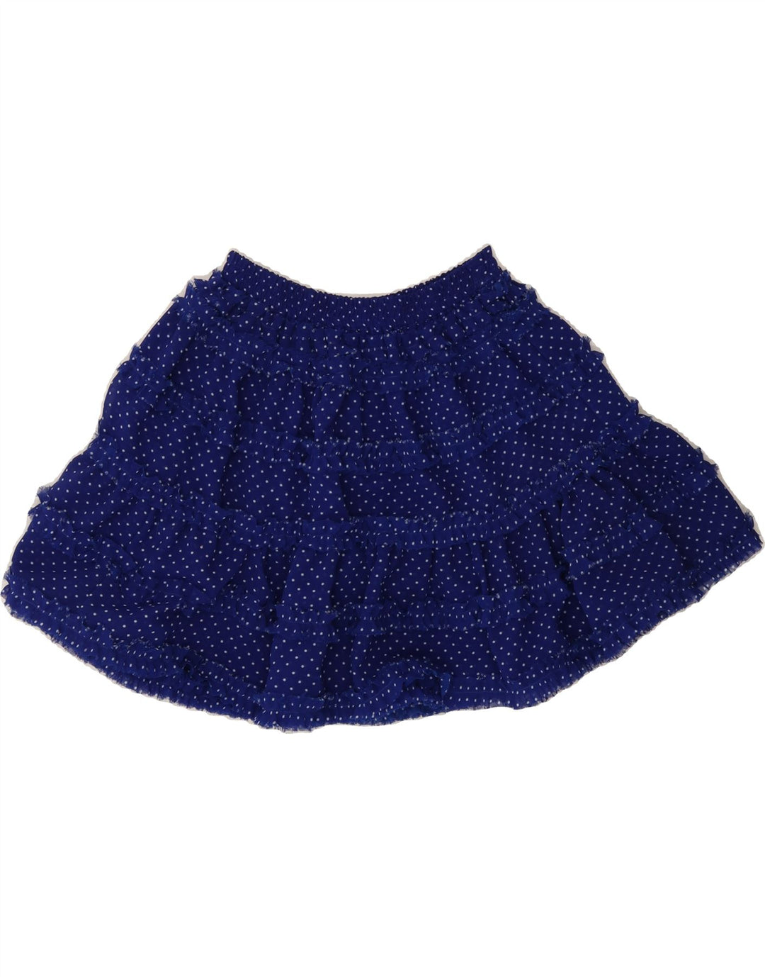 VINTAGE Womens Tiered Skirt XS W24  Navy Blue Polka Dot Polyester Vintage Vintage and Second-Hand Vintage from Messina Hembry 