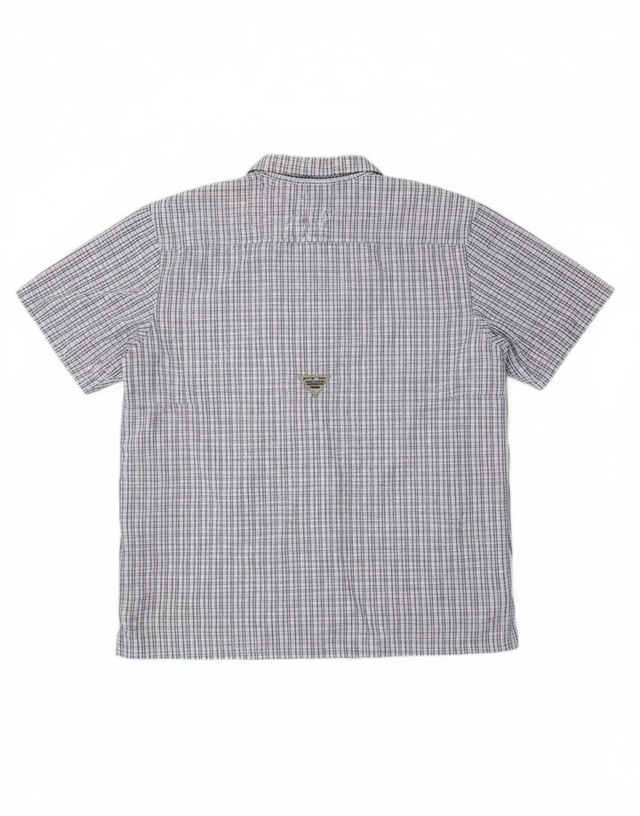 COLUMBIA Mens Short Sleeve Shirt Large Blue Check Polyester