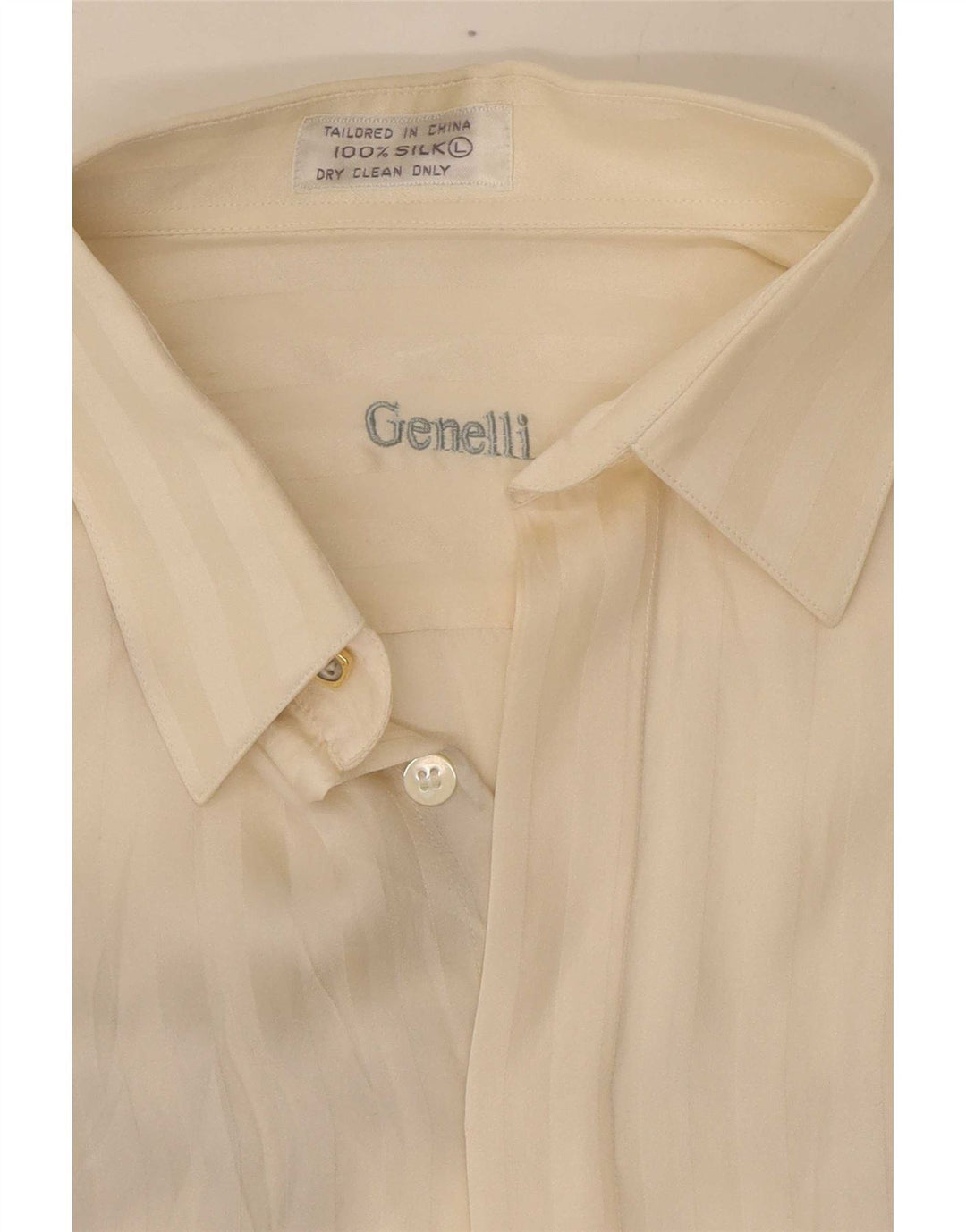 Genelli skjortebluse til kvinder UK 16 Stor off-hvid stribet silke