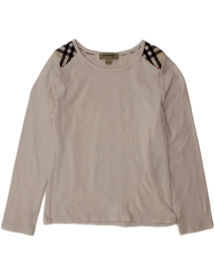 BURBERRY Girl Top Langærmet 5-6 År Hvid Ternet