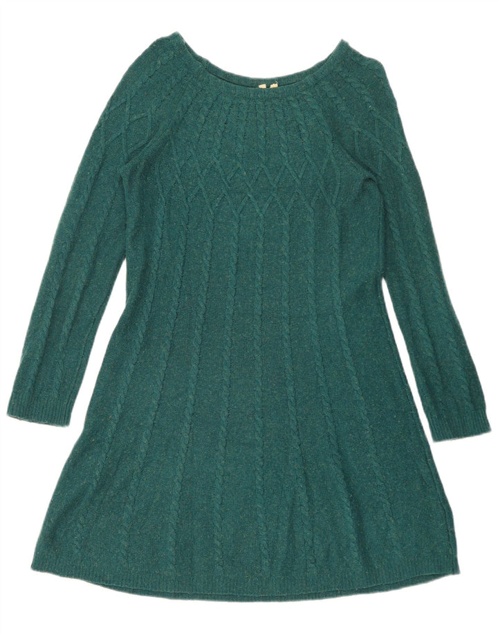 White Stuff Dame Jumper Dress UK 14 Medium Green Cotton