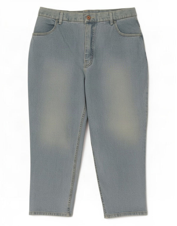 Marks & Spencer Dame Højtaljede Capri Jeans UK 18 XL W32 L22 Blå Bomuld