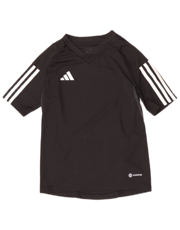 Adidas drenge grafisk t-shirt top 9-10 år sort polyester sport