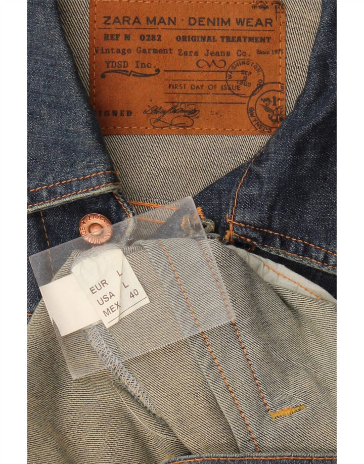 ZARA Mens Denim Jacket UK 40 Large Blue Cotton