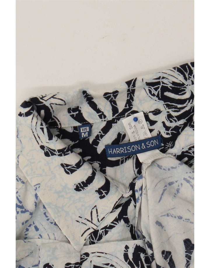 Harrison & Son Kortærmet Herreskjorte Medium Blue Floral Viscose