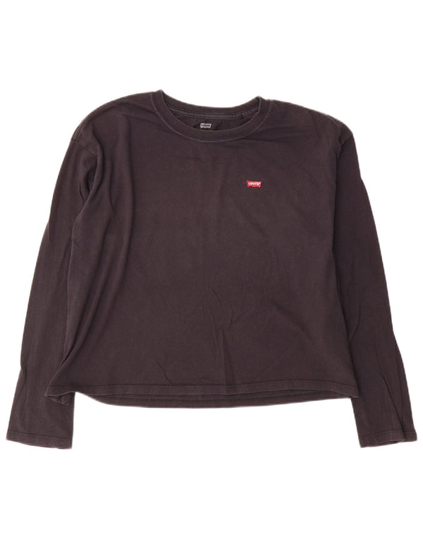 Levi's Womens Crop Top Langærmet UK 14 Medium Navy Blue Bomuld