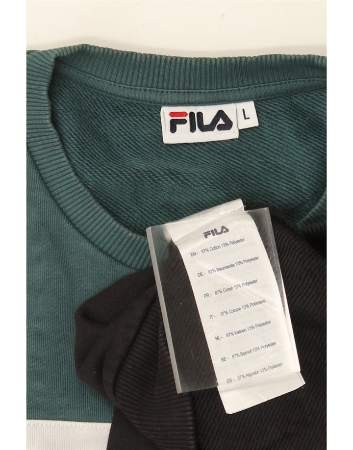 Fila Herre Sweatshirt Jumper Stor Sort Colourblock Bomuld
