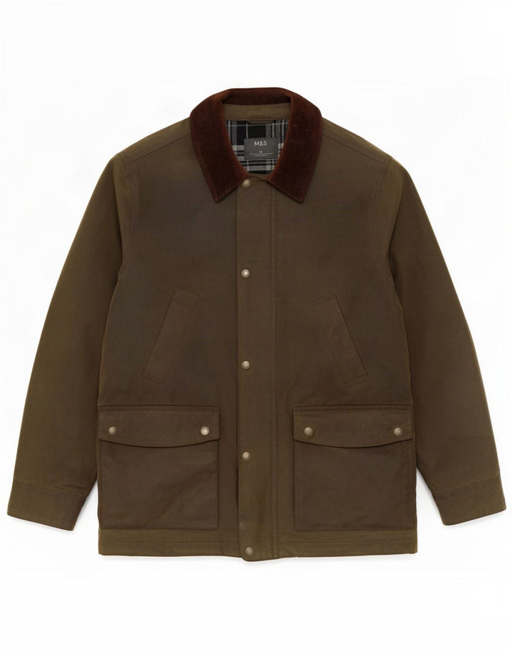 Marks & Spencer Herre vokset bomuldsjakke UK 38 Medium Khaki