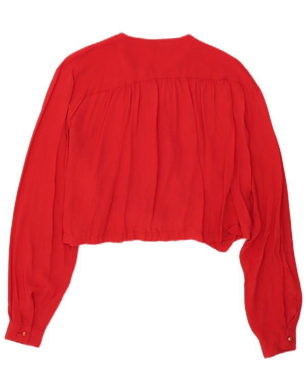 Vintage Womens Crop Oversized skjortebluse UK 16 Large Red