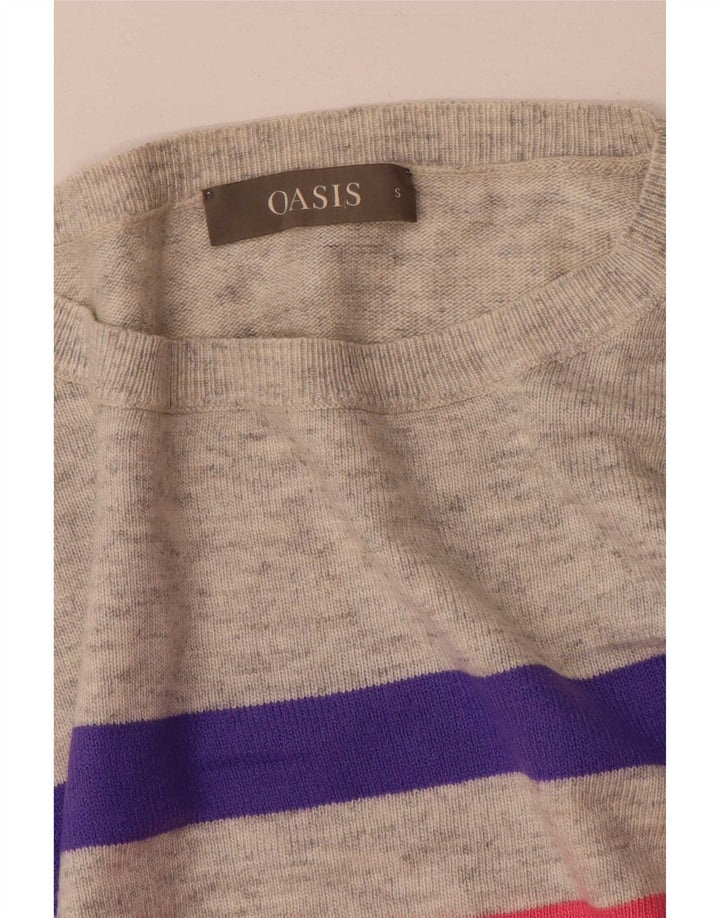 Oasis Dame Boat Neck Jumper Sweater UK 10 Small Multicolored Striped