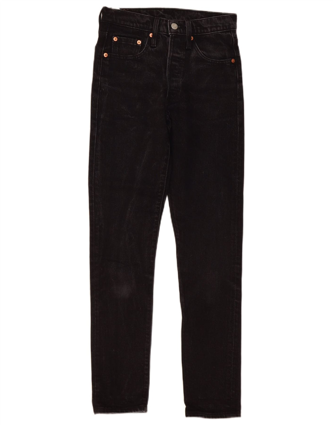 Levi's Womens 501 Straight Jeans W24 L30 Black Cotton