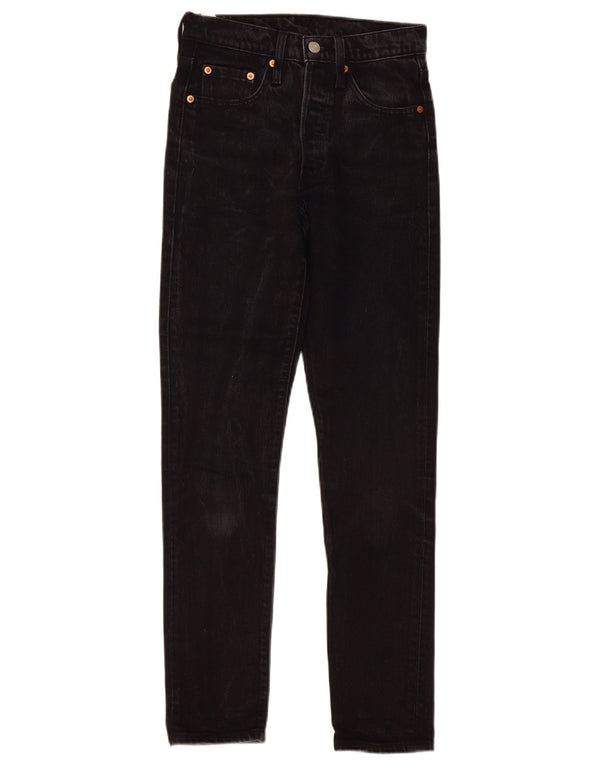 Levi's Womens 501 Straight Jeans W24 L30 Black Cotton