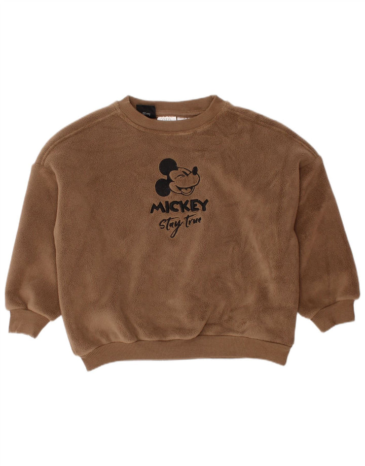 ZARA Mickey Mouse fleecetrøje til baby drenge 18-24 måneder brun bomuld
