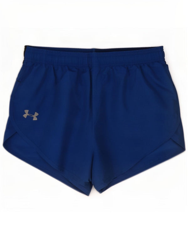 Under Armour Womens Heat Gear Sports Shorts UK 10 Small Blue Colourblock