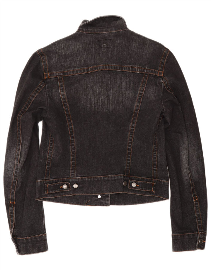 Calvin Klein Dame Crop Denim Jacket UK 10 Small Grey Bomuld