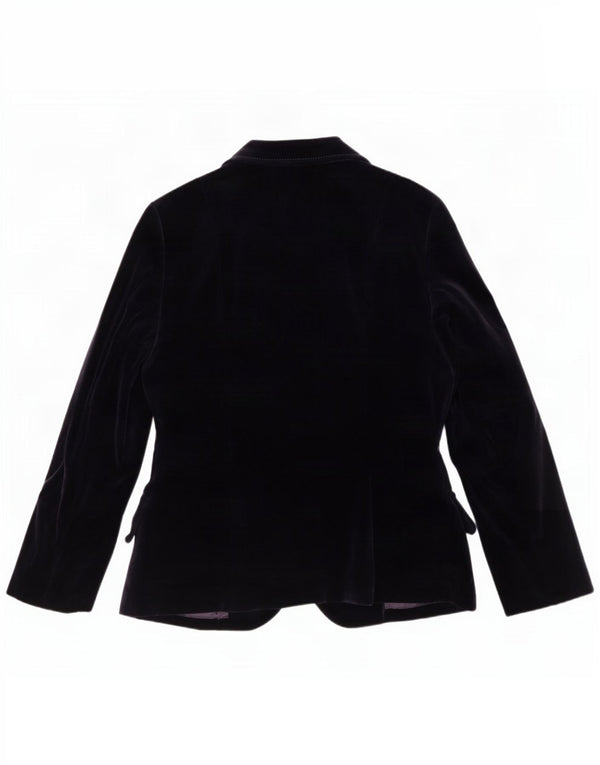 Vintage Dame 2 Button Velvet Blazer Jacket UK 12 Medium Lilla Bomuld