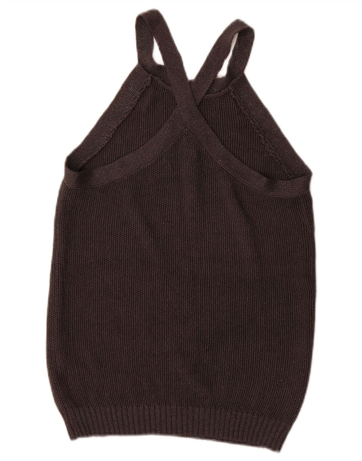 Massimo Dutti Dame Vest Tank Top UK 12 Medium Sort Silke