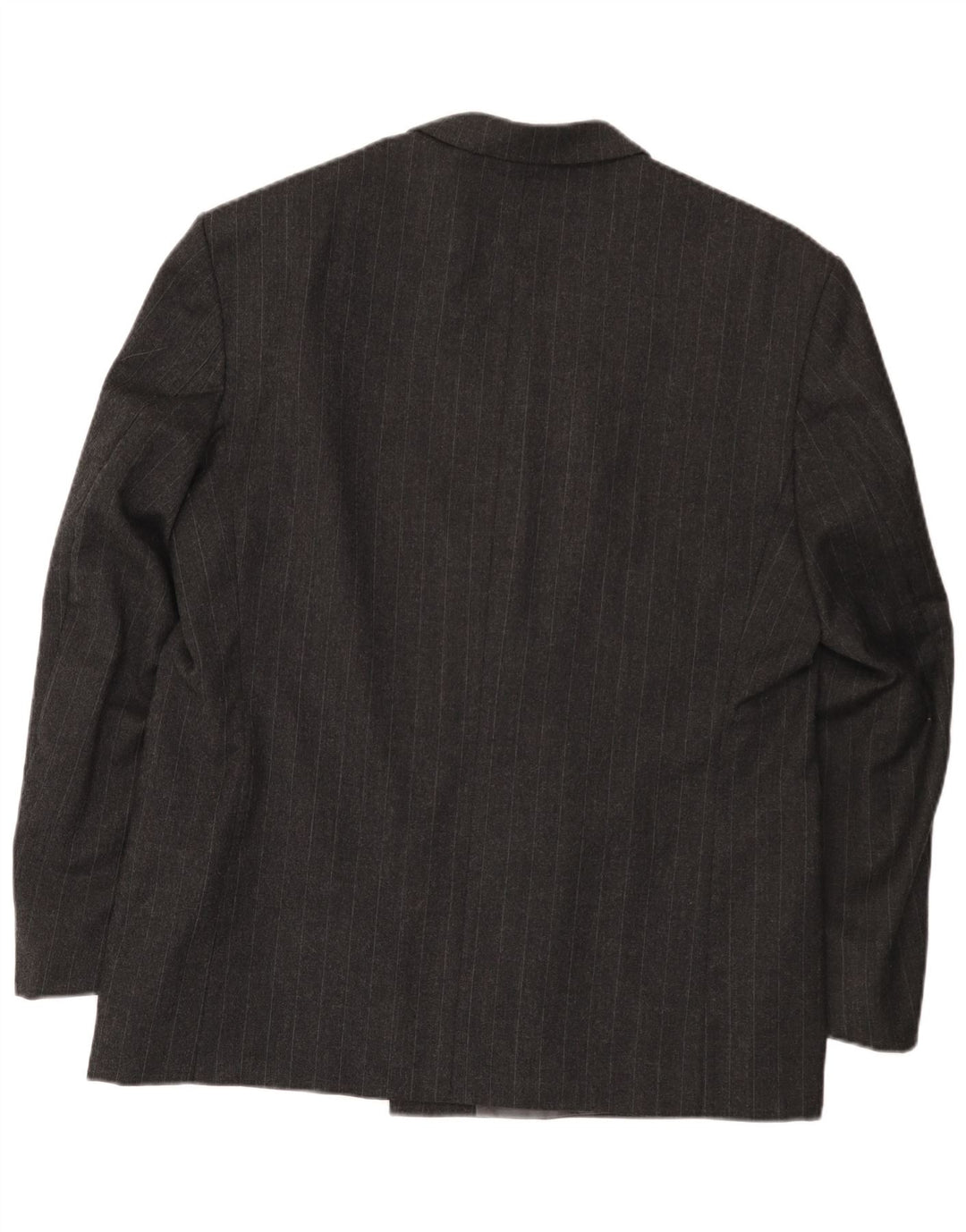 Vintage herre dobbeltradet blazerjakke EU 54 2XL grå nålestribet uld