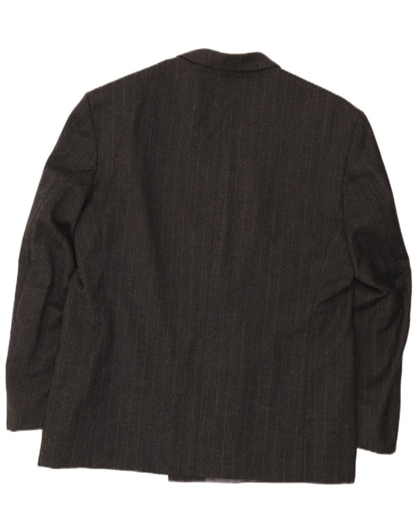 Vintage herre dobbeltradet blazerjakke EU 54 2XL grå nålestribet uld