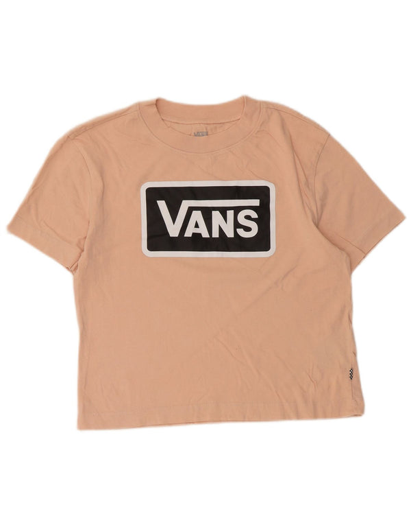Vans Dame Crop Grafisk T-Shirt Top UK 10 Small Pink Bomuld