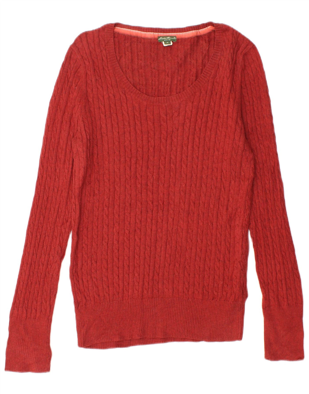 EDDIE BAUER Dame Seattle Boat Neck Jumper Sweater UK 12 Medium Red
