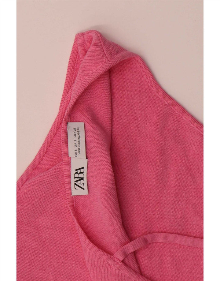 Zara Womens Crop One Shoulder Top UK 8 Small Pink