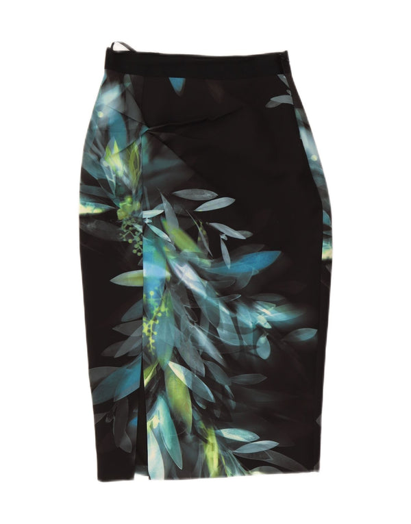 Coast Womens Pencil Skirt UK 8 Small W26 Black Floral Polyester