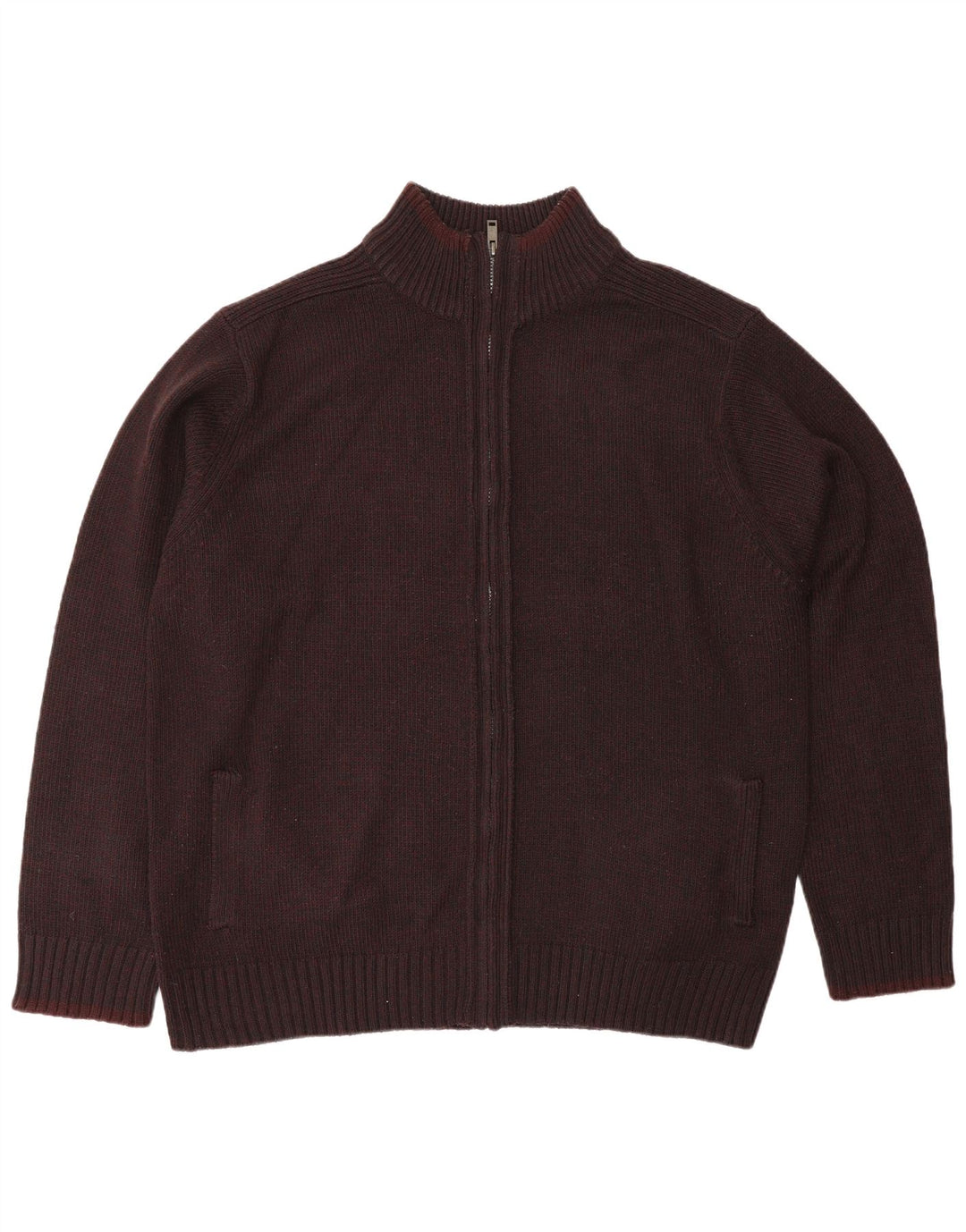 Marks & Spencer Herre Regular Fit Cardigan Sweater 2XL Burgundy Polyacrylic