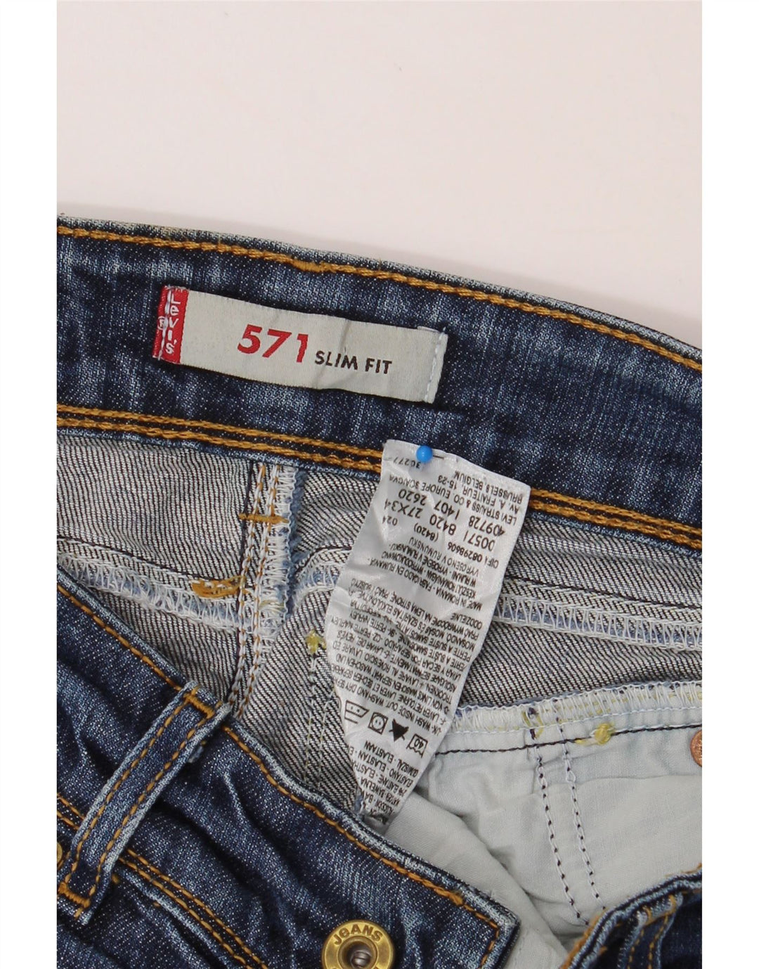 LEVI'S Womens 571 Slim Jeans W27 L29 Blue Cotton Vintage Levi's and Second-Hand Levi's from Messina Hembry 