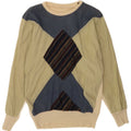 Vintage Herre Boat Neck Jumper Sweater Lille flerfarvet Argyle/Diamond