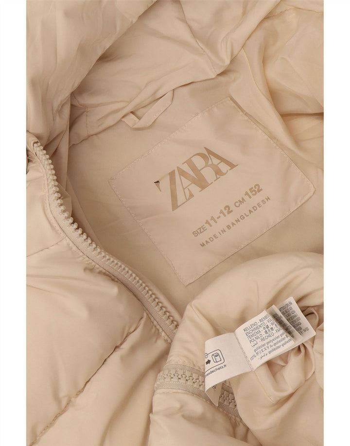 Zara Polstret hættejakke til piger 11-12 år Beige polyester