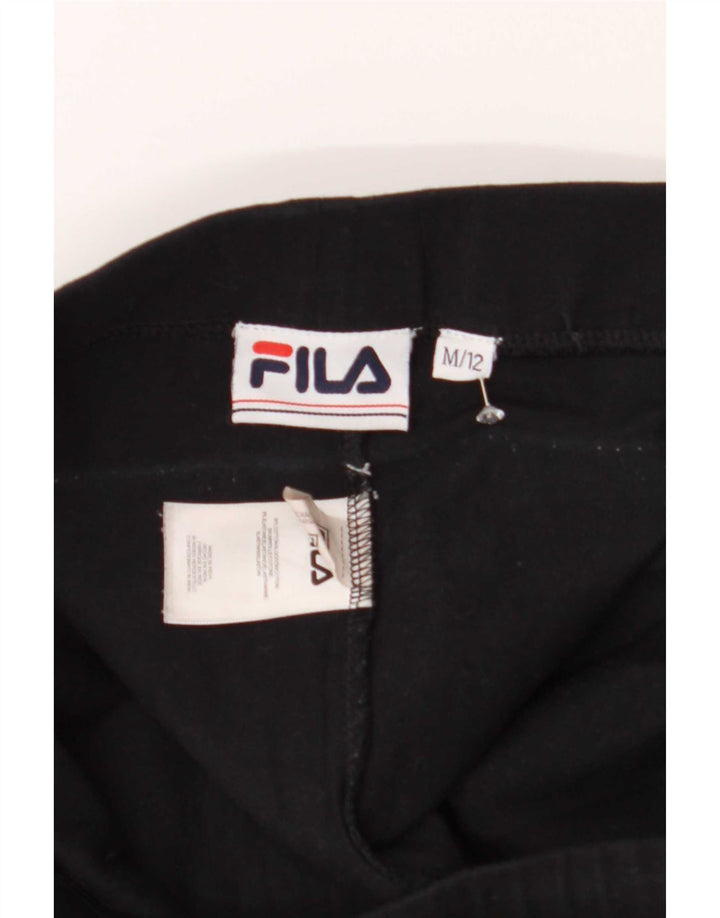 Fila Kvinders Grafiske Leggings UK 12 Medium Sort Bomuld