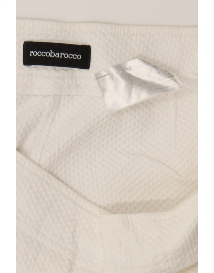 ROCCOBAROCCO Womens Slim Cropped Trousers W34 L26 White Vintage Roccobarocco and Second-Hand Roccobarocco from Messina Hembry 
