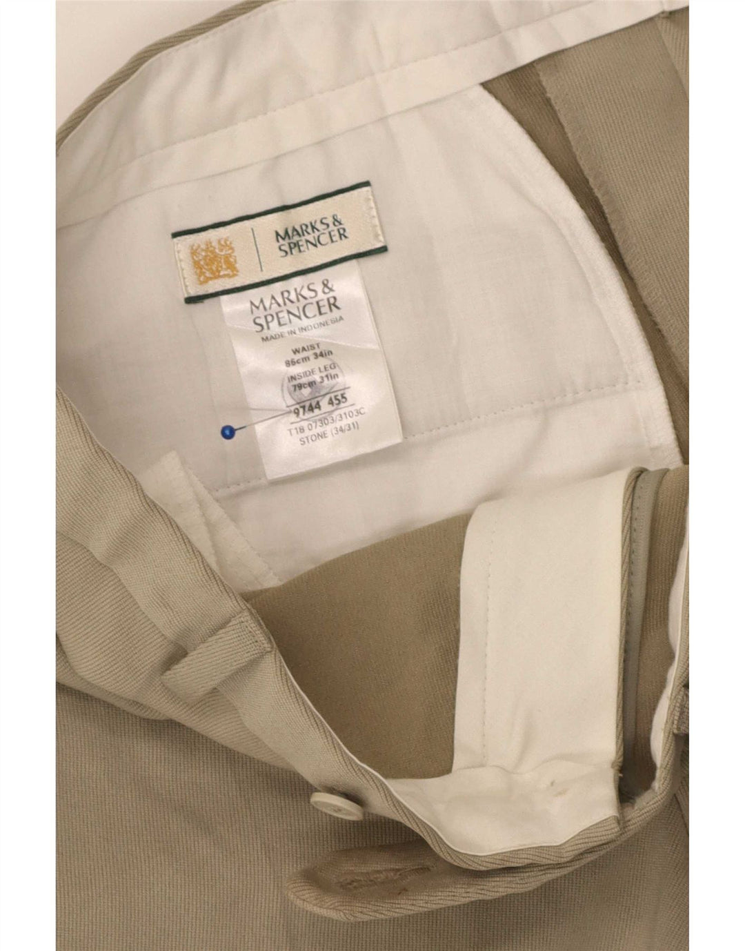 Marks & Spencer Straight Suit Bukser til mænd W34 L31 Beige Polyester