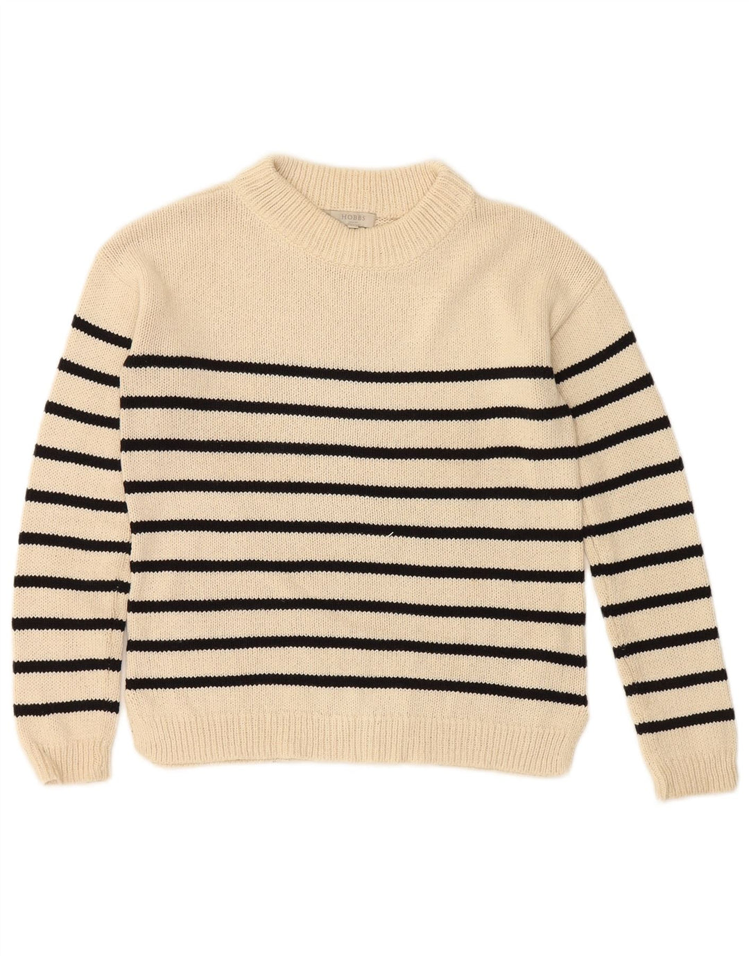 HOBBS Dame Oversized Crew Neck sweater UK 6 XS Off White stribet