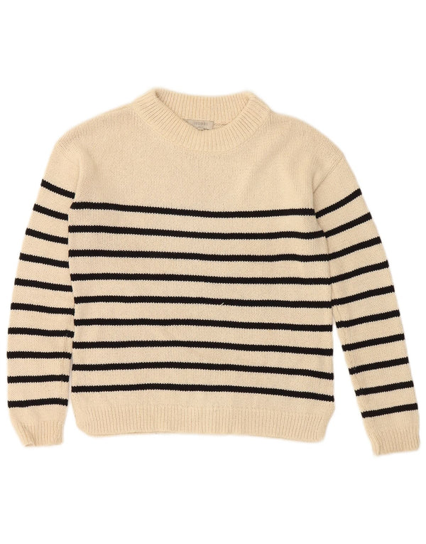 HOBBS Dame Oversized Crew Neck sweater UK 6 XS Off White stribet