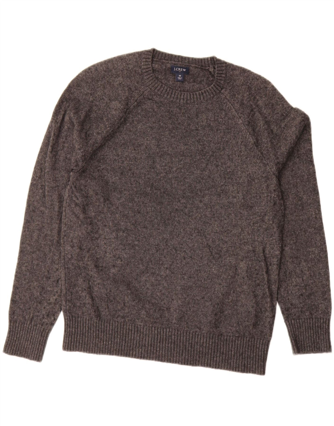 J. CREW Herre sweater med rund hals, mellemgrå flækket polyamid
