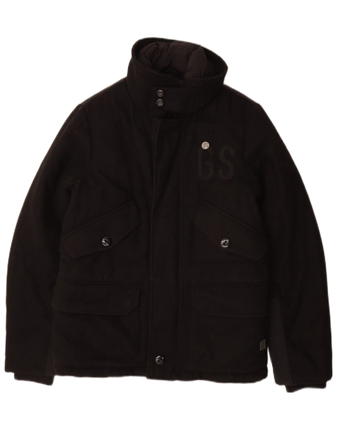 G-Star Herre grafisk polstret jakke UK 36 Lille sort uld