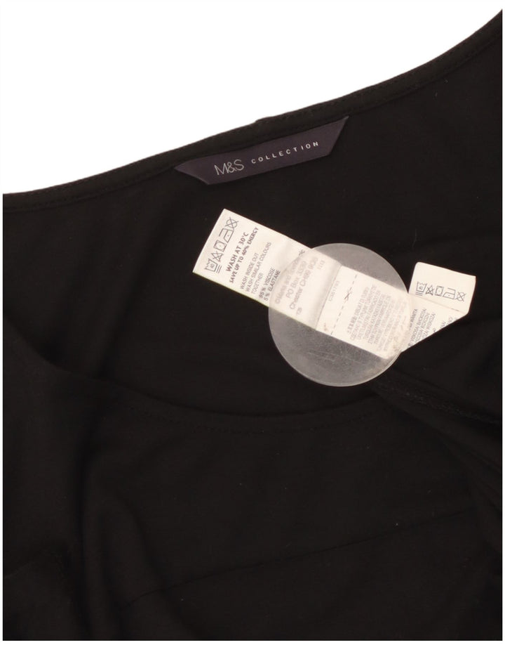 Marks & Spencer dame 3/4-ærmet A-line kjole UK 8 lille sort viskose