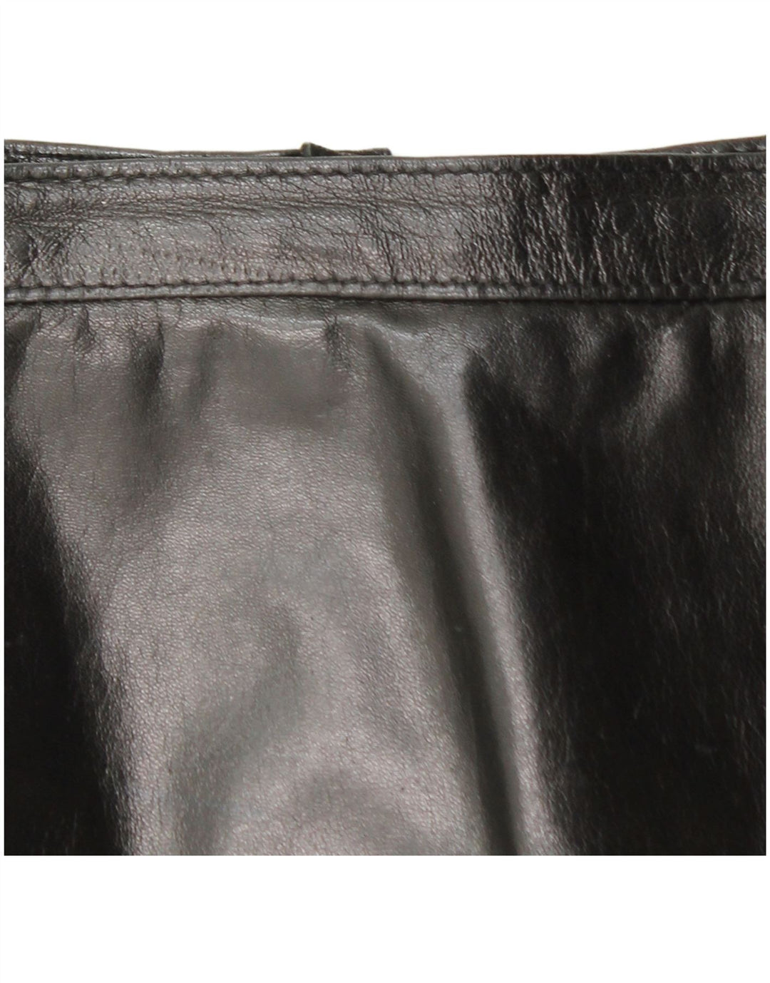 VINTAGE Womens Leather Skirt W32 Large Black